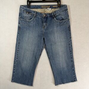 VTG 90s Y2K MUDD Jeans Crop Sz 13 US 35" Waist Capri Pant Boho